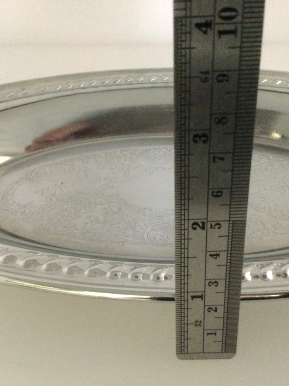 Vintage Shelton Ware NYC Oval Embossed Chrome Serving Tray Platter 11 1/2"L 7" W